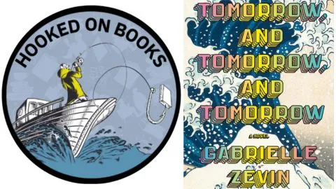 Hooked on Books logo next to book cover