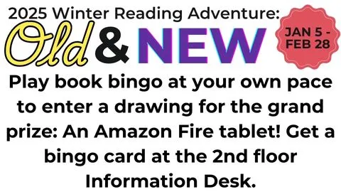 Play book bingo at your own pace to enter a drawing for the grand prize: an Amazon Fire tablet!