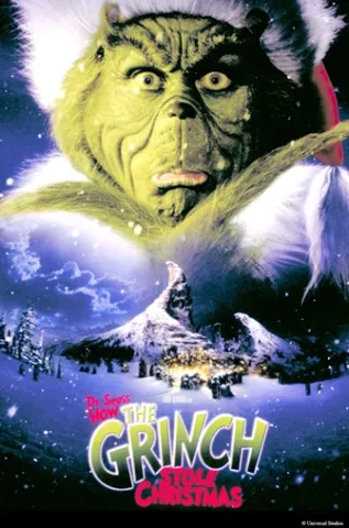 Official movie poster for How the Grinch Stole Christmas starring Jim Carrey.